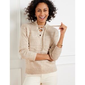 NWT Talbots Cable Knit Lace Up Sweater